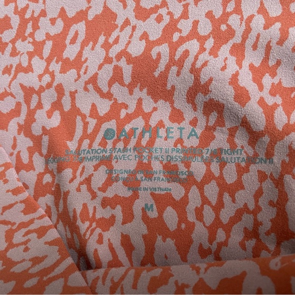 Athleta Salutation Stash Pocket Jewel Orange Leopard Print Leggings Size Medium - Picture 3 of 5